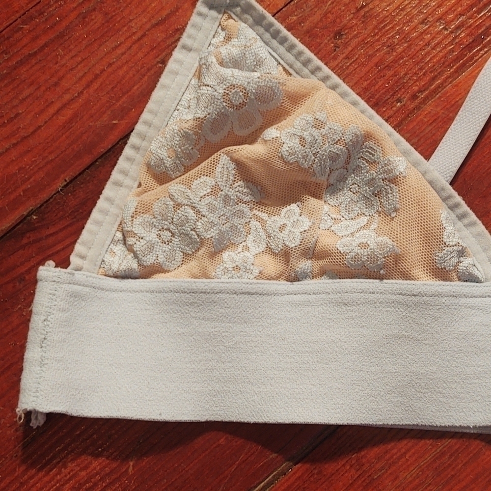 Pink Light Blue Lace Bralette with Crossover Straps Sz S/M? - Picture 3 of 6